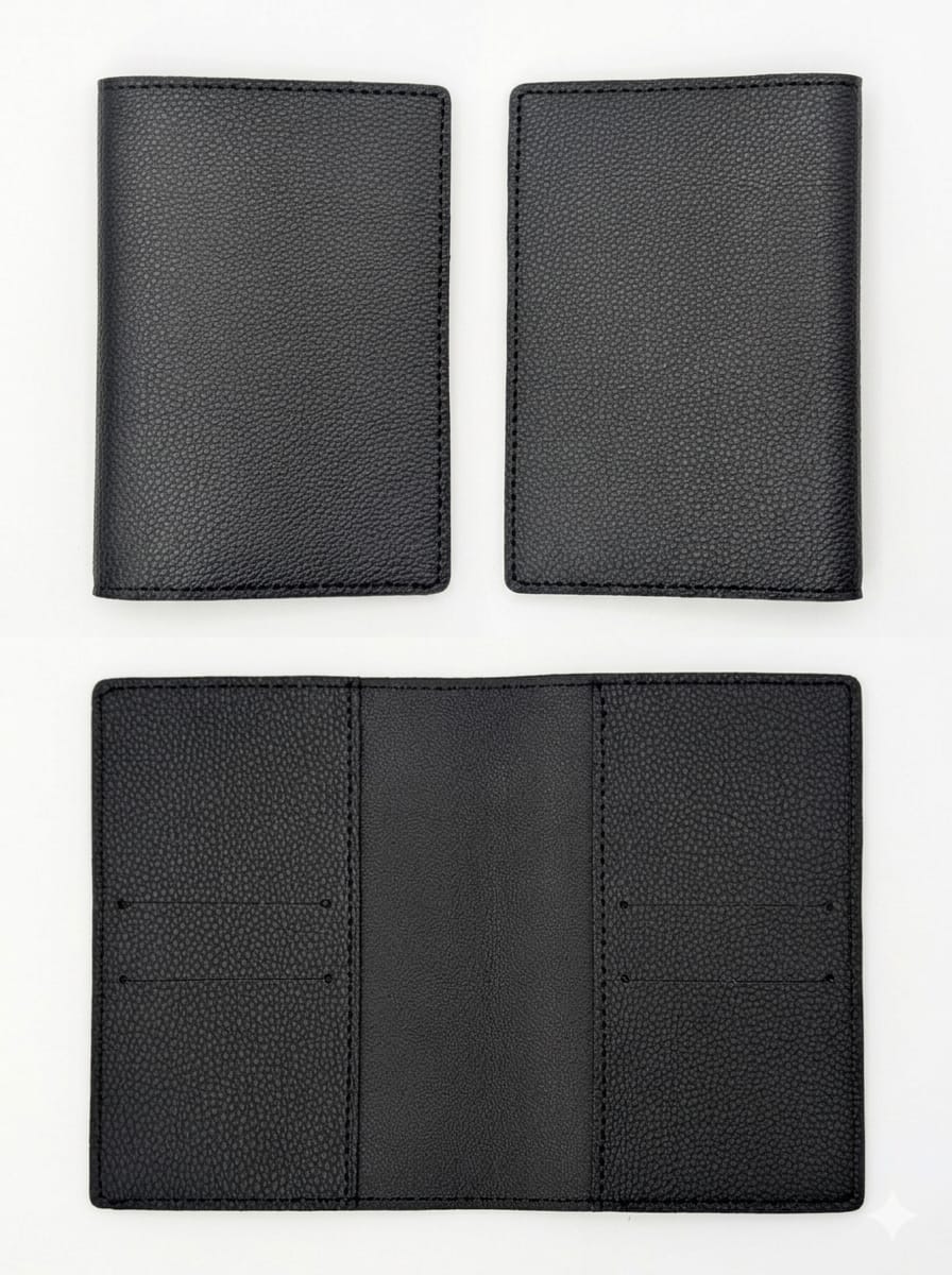 Vegan Leather Passport Holder/Organizer - Black