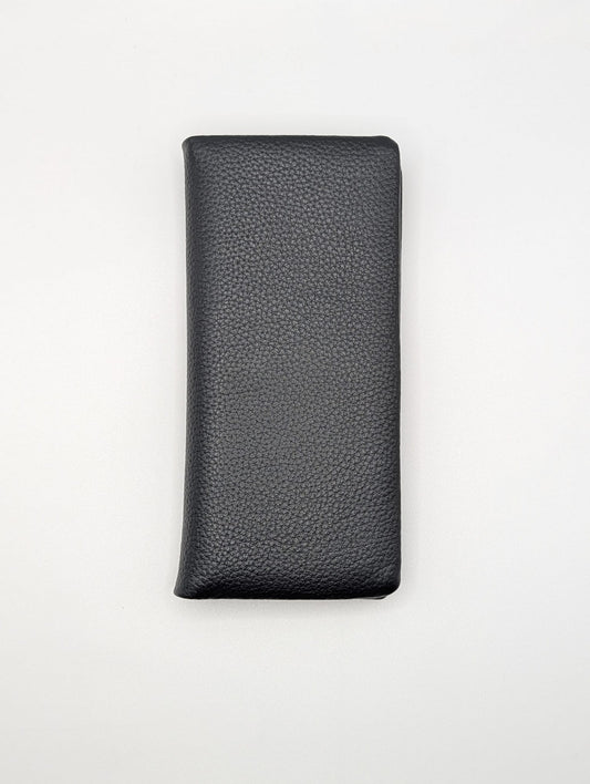 Top Grain Leather Long Wallet - Black