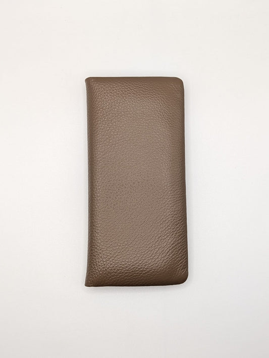 Top Grain Leather Long Wallet - Brown