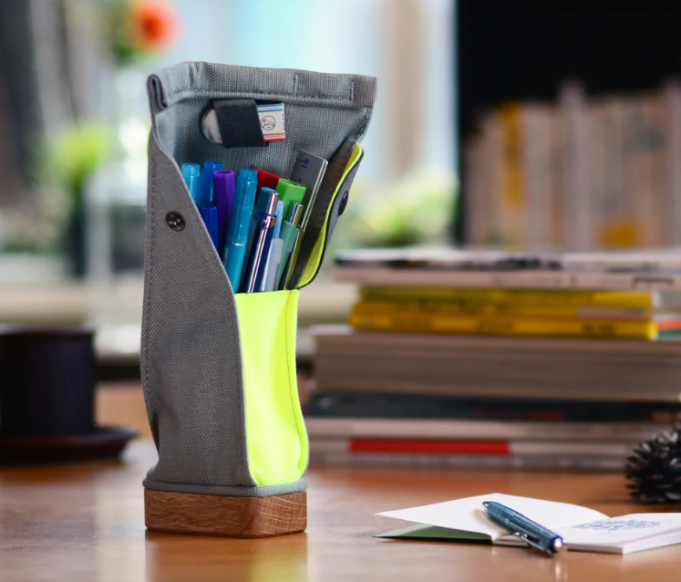 Grey / Yellow Wood Base Standing Case